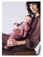 MAYORAL NEWBORN ELEGANCKI DZIANINOWY KOMPLET NIEMOWLĘCY  SWETEREK AŻUROWY  SPODNIE Z SZELKAMI I BLUZKA W KWIATY 2516/35