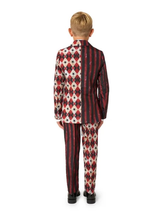 OPPOSUITS SUITMEISTER KOLOROWY GARNITUR DLA CHŁOPCA WE WZÓR HALLOWEEN  KLAUN MARYNARKA , SPODNIE PLUS KRAWAT OBBO-1026