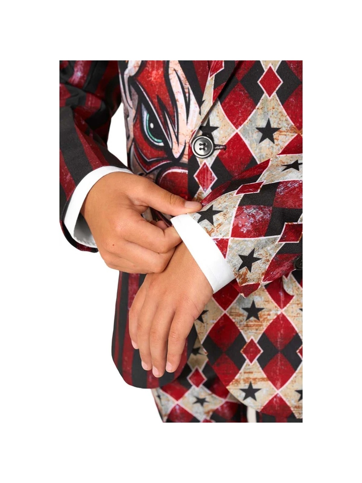 OPPOSUITS SUITMEISTER KOLOROWY GARNITUR DLA CHŁOPCA WE WZÓR HALLOWEEN  KLAUN MARYNARKA , SPODNIE PLUS KRAWAT OBBO-1026