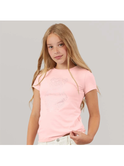 DZIEWCZĘCY  T-SHIRT GUESS  Z MISIEM Z CYRKONIAMI RÓŻOWA -J6GI41J11314-G63M