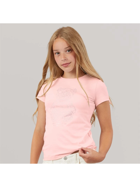 DZIEWCZĘCY  T-SHIRT GUESS  Z MISIEM Z CYRKONIAMI RÓŻOWA -J6GI41J11314-G63M