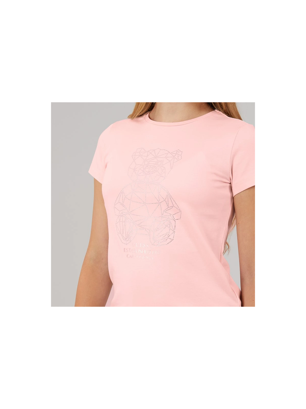 DZIEWCZĘCY  T-SHIRT GUESS  Z MISIEM Z CYRKONIAMI RÓŻOWA -J6GI41J11314-G63M