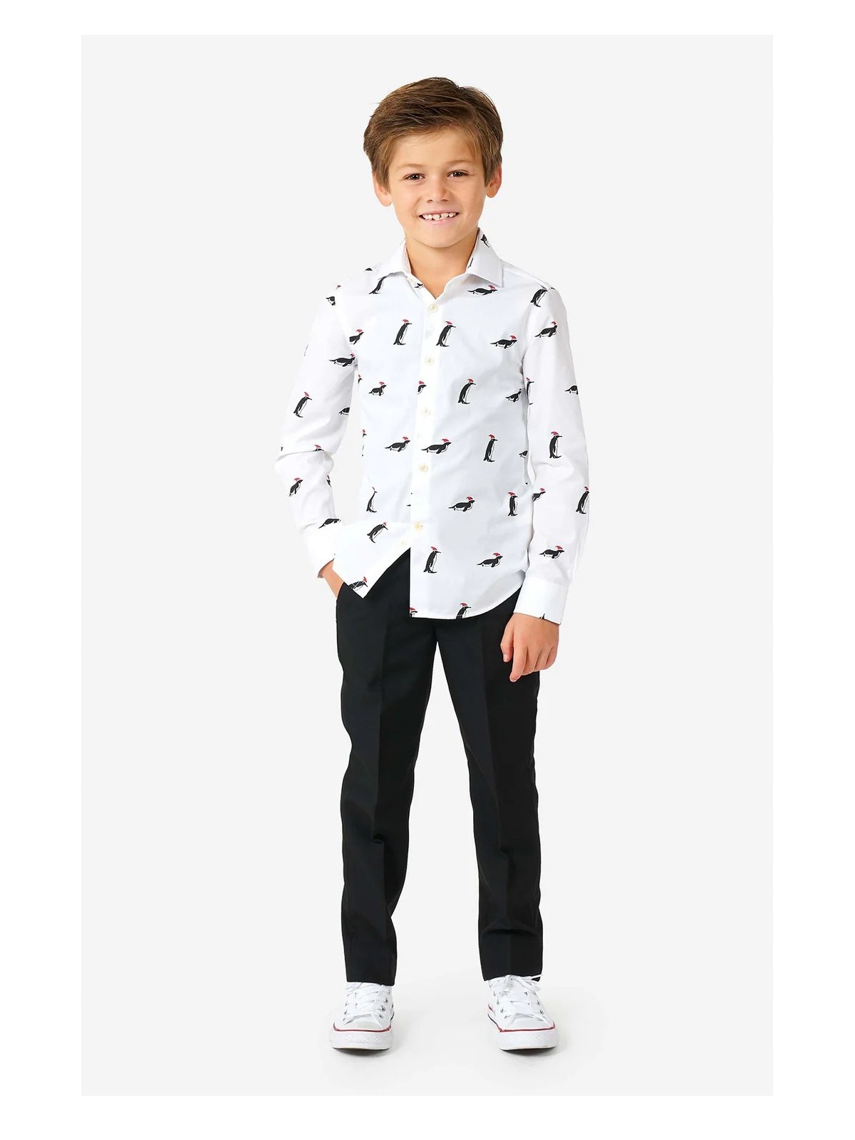 OPPOSUITS KOSZULA BIAŁA IKONY ŚWIĄTECZNE PINGWINY OSST-0005-US