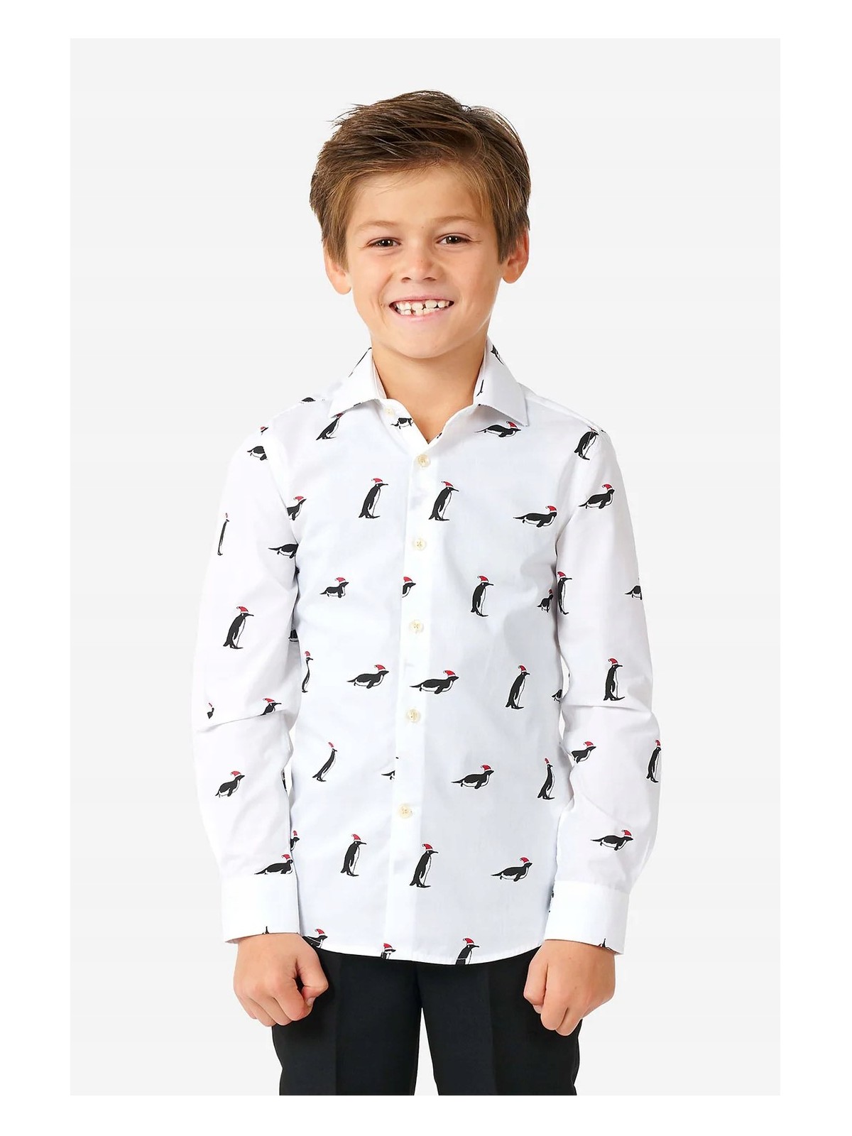 OPPOSUITS KOSZULA BIAŁA IKONY ŚWIĄTECZNE PINGWINY OSST-0005-US