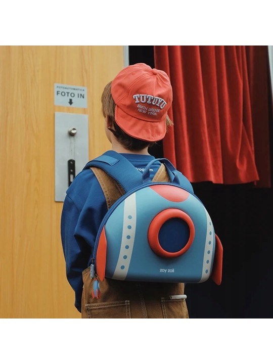 ZOYZOII PLECAK KOSMICZNY DLA CHŁOPCA I DZIEWCZYNKI NIEBIESKO CZEROWONA RAKIETA RAKIETA1