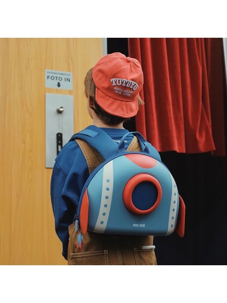 ZOYZOII PLECAK KOSMICZNY DLA CHŁOPCA I DZIEWCZYNKI NIEBIESKO CZEROWONA RAKIETA RAKIETA1