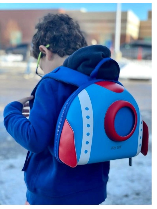 ZOYZOII PLECAK KOSMICZNY DLA CHŁOPCA I DZIEWCZYNKI NIEBIESKO CZEROWONA RAKIETA RAKIETA1