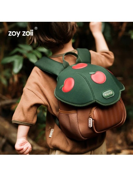 ZOYZOII PLECAK PRZEDSZKOLAKA GRZYBEK BRĄZOWY ZIELONY W CZERWONE JABŁUSZKA   JABŁOŃ1