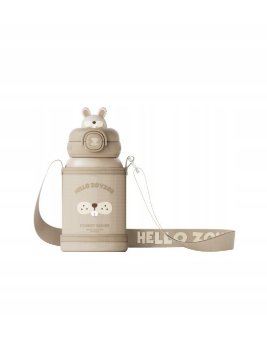 ZOYZOII TERMOS BEŻOWY DLA DZIECKA  KRÓLIK E8RABBIT