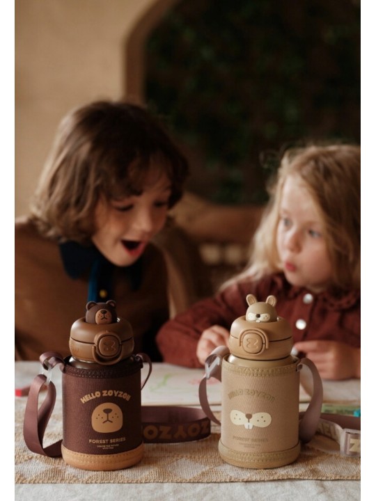 ZOYZOII TERMOS BEŻOWY DLA DZIECKA  KRÓLIK E8RABBIT