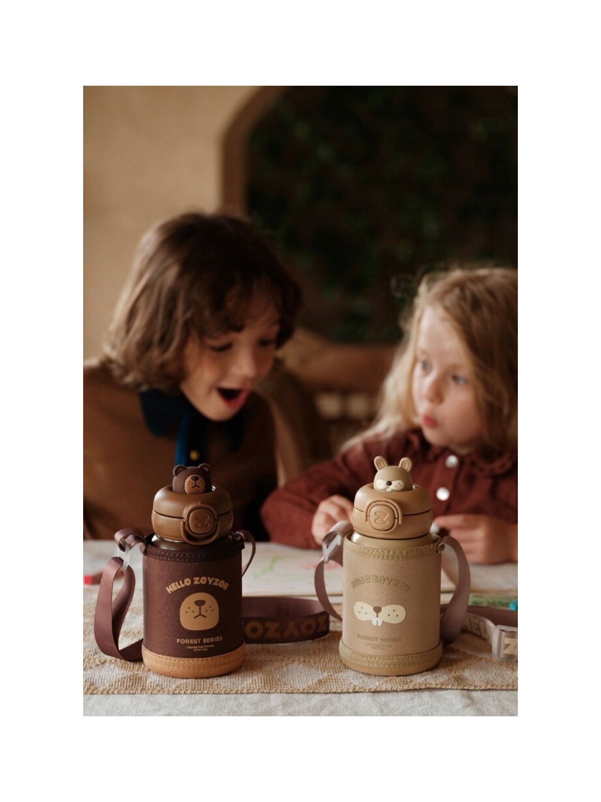ZOYZOII TERMOS BEŻOWY DLA DZIECKA  KRÓLIK E8RABBIT