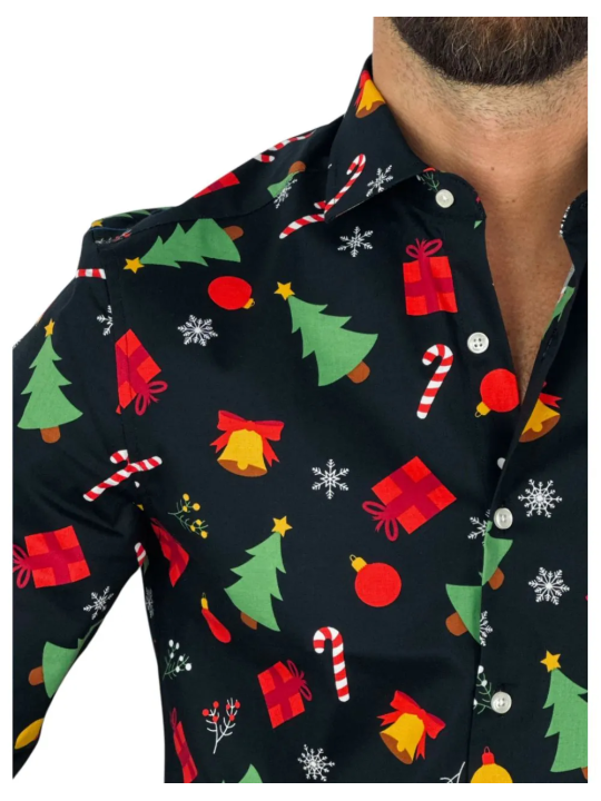 OPPOSUITS KOSZULA KOLOROWA  ŚWIĘTA TATA SYN CHIRSTMAS ICONS BLACK OSSM-0019-EU