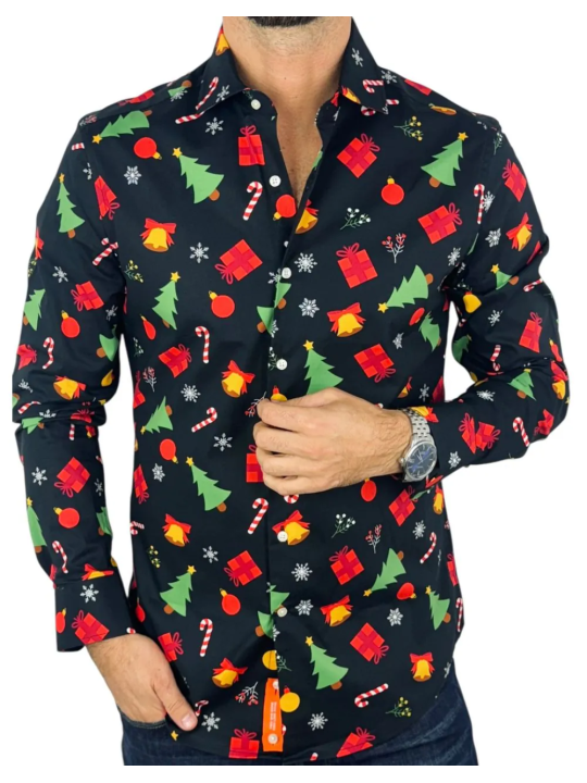 OPPOSUITS KOSZULA KOLOROWA  ŚWIĘTA TATA SYN CHIRSTMAS ICONS BLACK OSSM-0019-EU