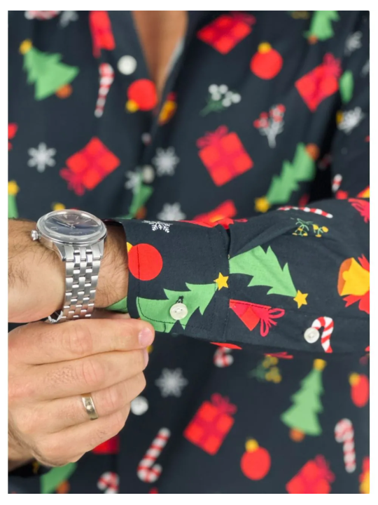 OPPOSUITS KOSZULA KOLOROWA  ŚWIĘTA TATA SYN CHIRSTMAS ICONS BLACK OSSM-0019-EU