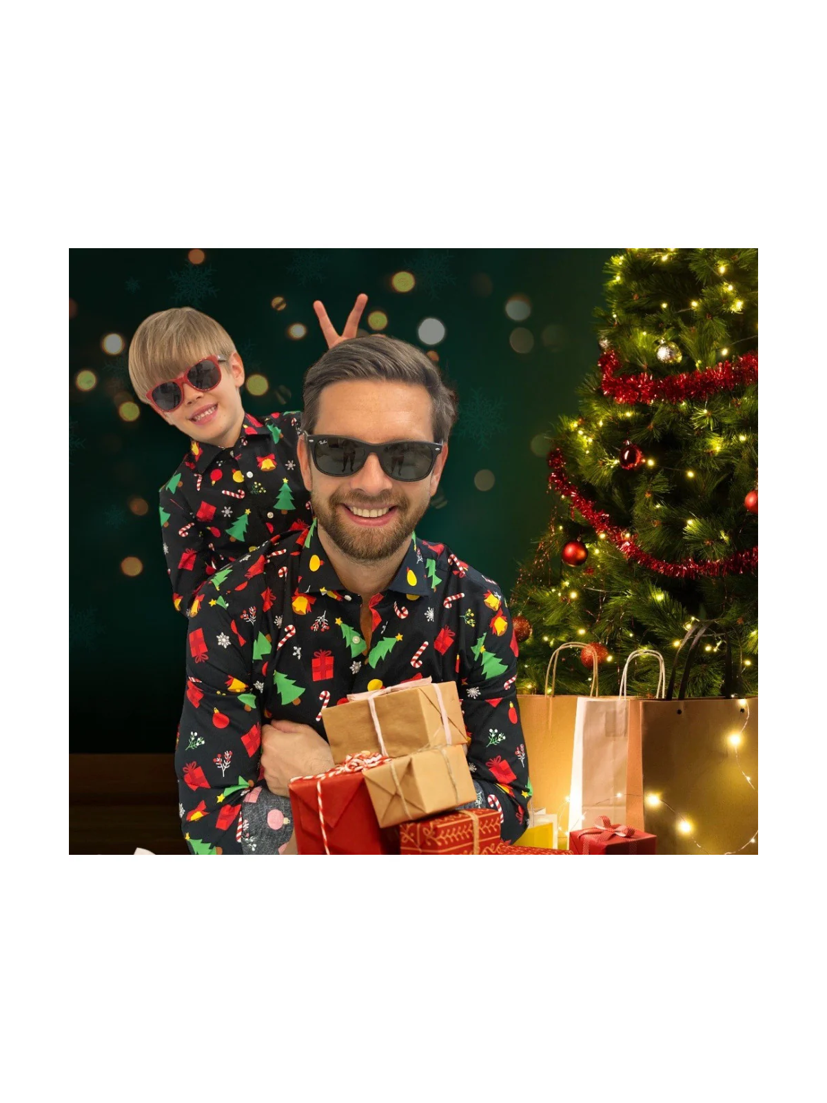 OPPOSUITS KOSZULA KOLOROWA  ŚWIĘTA TATA SYN CHIRSTMAS ICONS BLACK OSSM-0019-EU