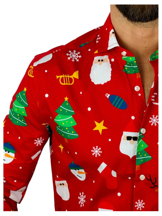 OPPOSUITS KOSZULA KOLOROWA  ŚWIĘTA TATA SYN  FESTIVITY RED OSSM-1013-EU