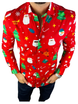 OPPOSUITS KOSZULA KOLOROWA  ŚWIĘTA TATA SYN  FESTIVITY RED OSSM-1013-EU