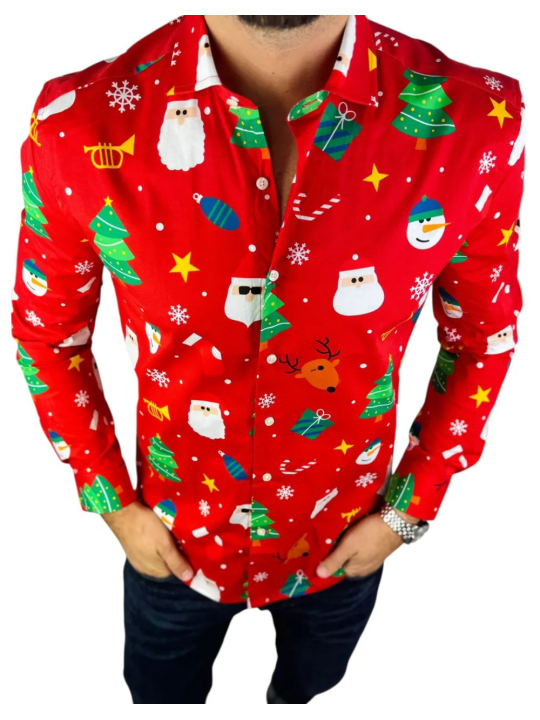 OPPOSUITS KOSZULA KOLOROWA  ŚWIĘTA TATA SYN  FESTIVITY RED OSSM-1013-EU