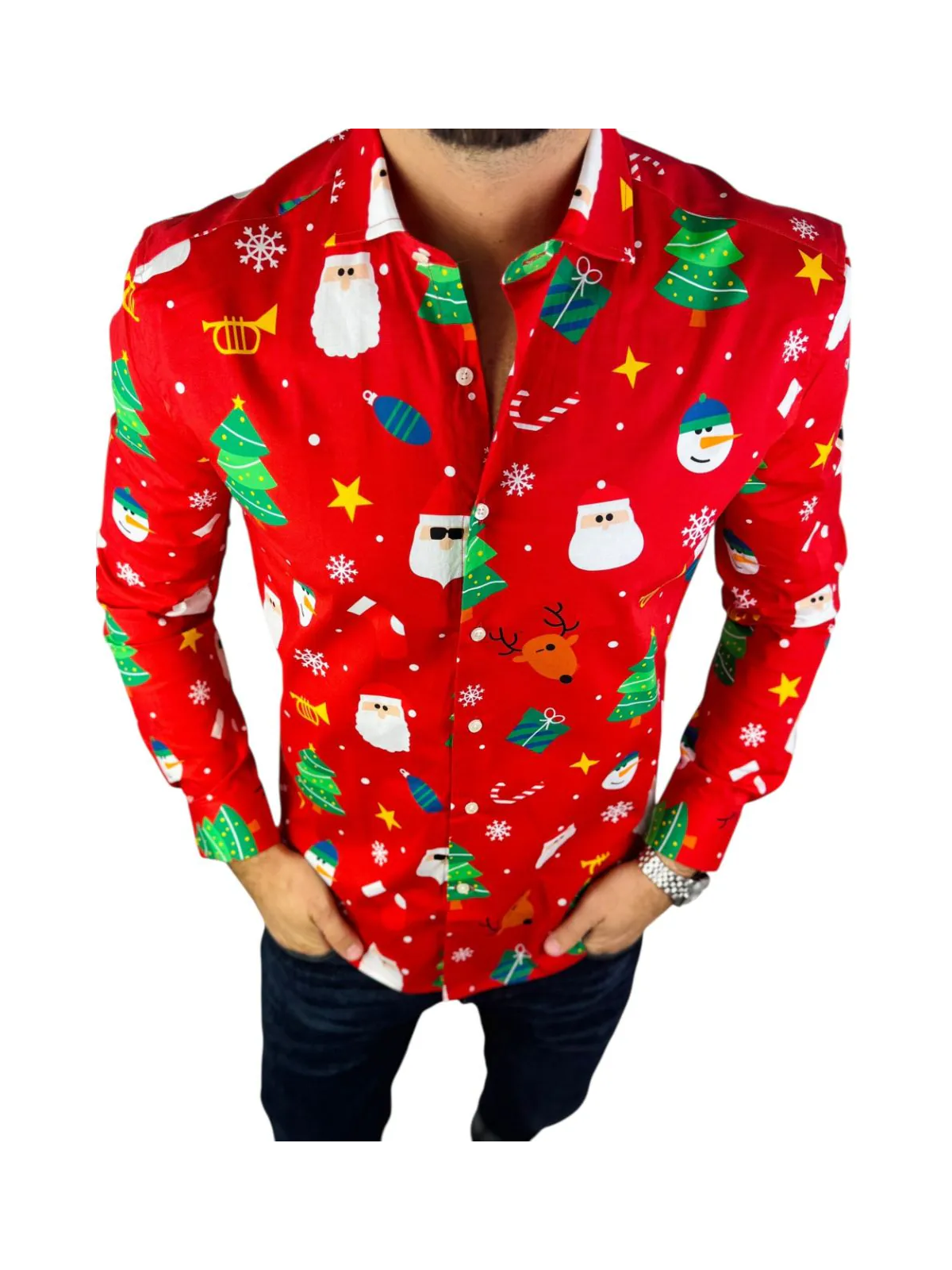 OPPOSUITS KOSZULA KOLOROWA  ŚWIĘTA TATA SYN  FESTIVITY RED OSSM-1013-EU