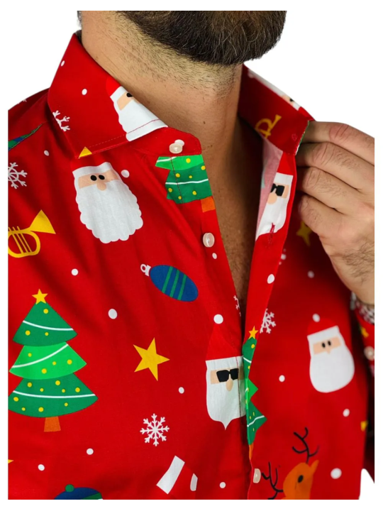 OPPOSUITS KOSZULA KOLOROWA  ŚWIĘTA TATA SYN  FESTIVITY RED OSSM-1013-EU
