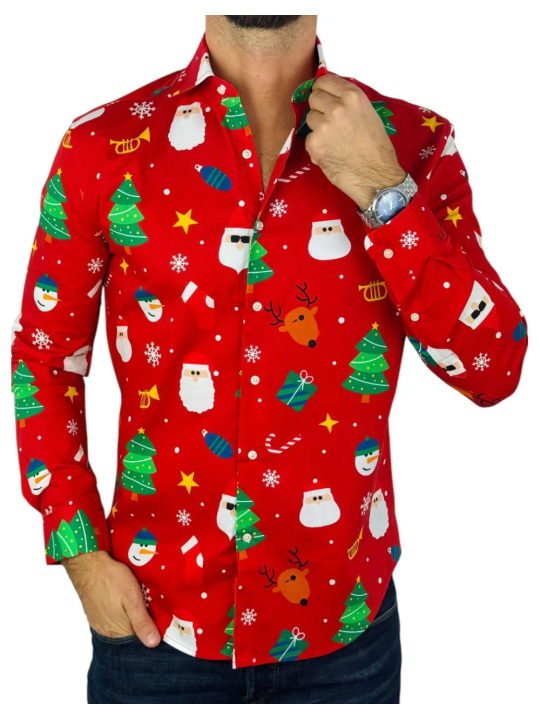 OPPOSUITS KOSZULA KOLOROWA  ŚWIĘTA TATA SYN  FESTIVITY RED OSSM-1013-EU