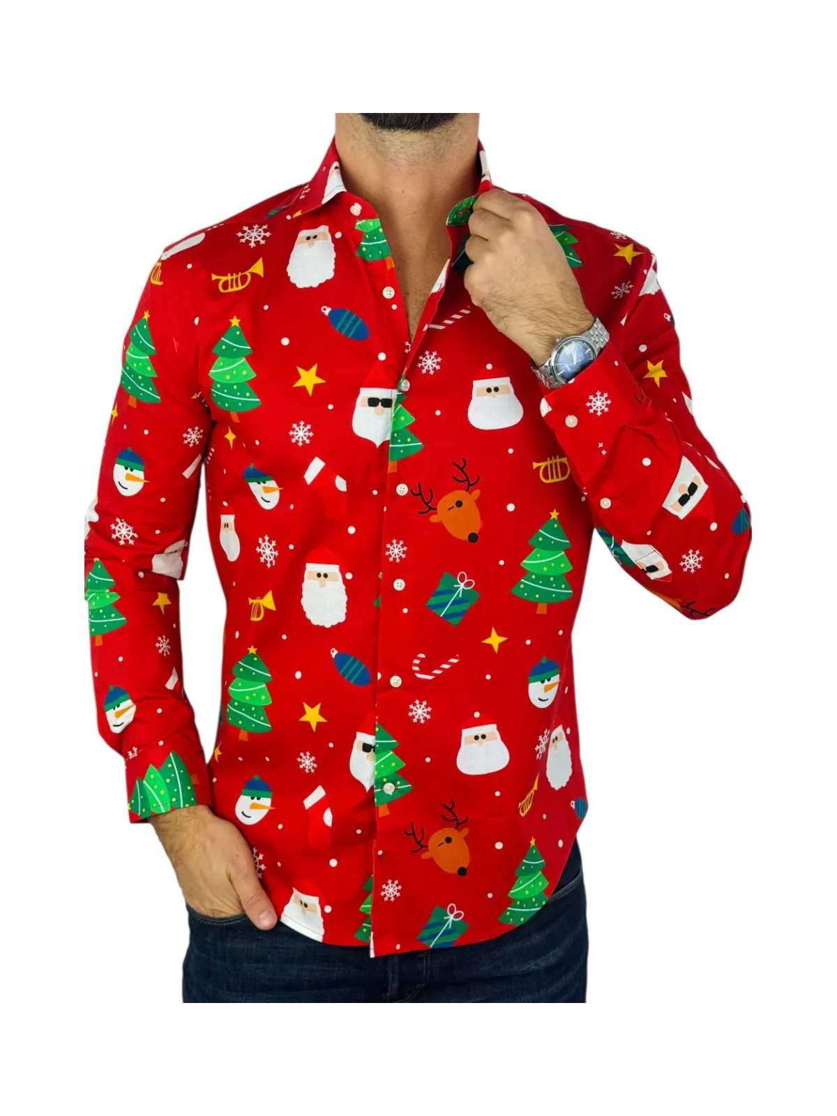 OPPOSUITS KOSZULA KOLOROWA  ŚWIĘTA TATA SYN  FESTIVITY RED OSSM-1013-EU