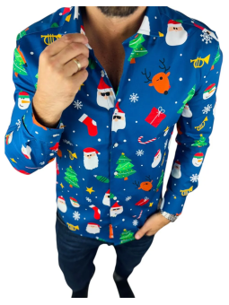 OPPOSUITS KOSZULA KOLOROWA  ŚWIĘTA TATA SYN  FESTIVITY BLUE OSSM-1011-EU