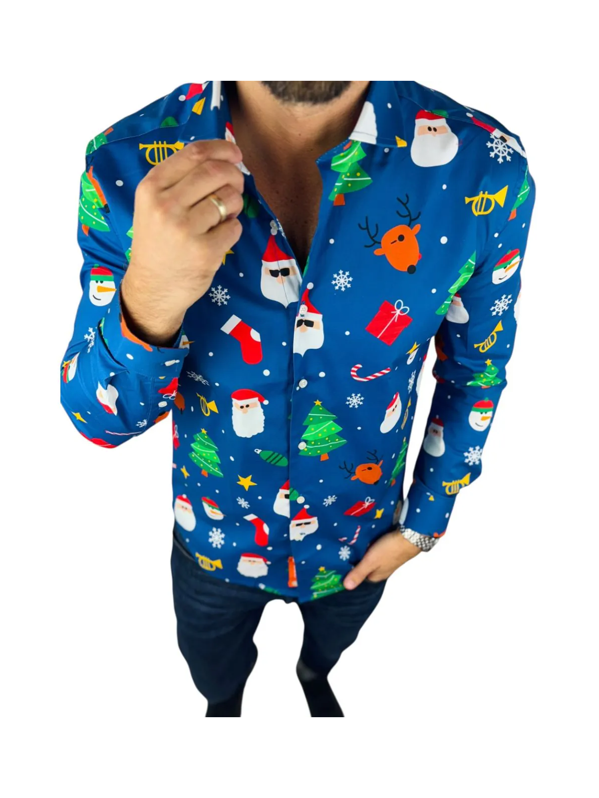 OPPOSUITS KOSZULA KOLOROWA  ŚWIĘTA TATA SYN  FESTIVITY BLUE OSSM-1011-EU