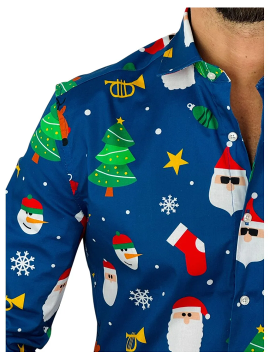 OPPOSUITS KOSZULA KOLOROWA  ŚWIĘTA TATA SYN  FESTIVITY BLUE OSSM-1011-EU