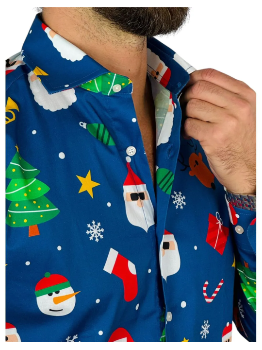 OPPOSUITS KOSZULA KOLOROWA  ŚWIĘTA TATA SYN  FESTIVITY BLUE OSSM-1011-EU