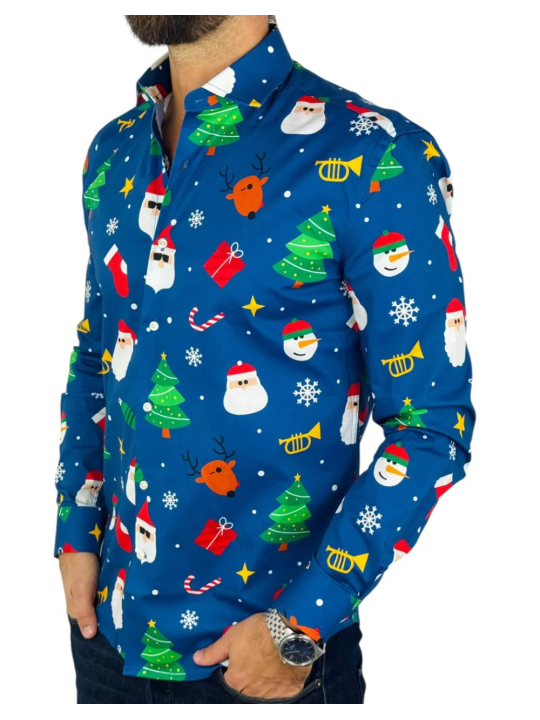 OPPOSUITS KOSZULA KOLOROWA  ŚWIĘTA TATA SYN  FESTIVITY BLUE OSSM-1011-EU