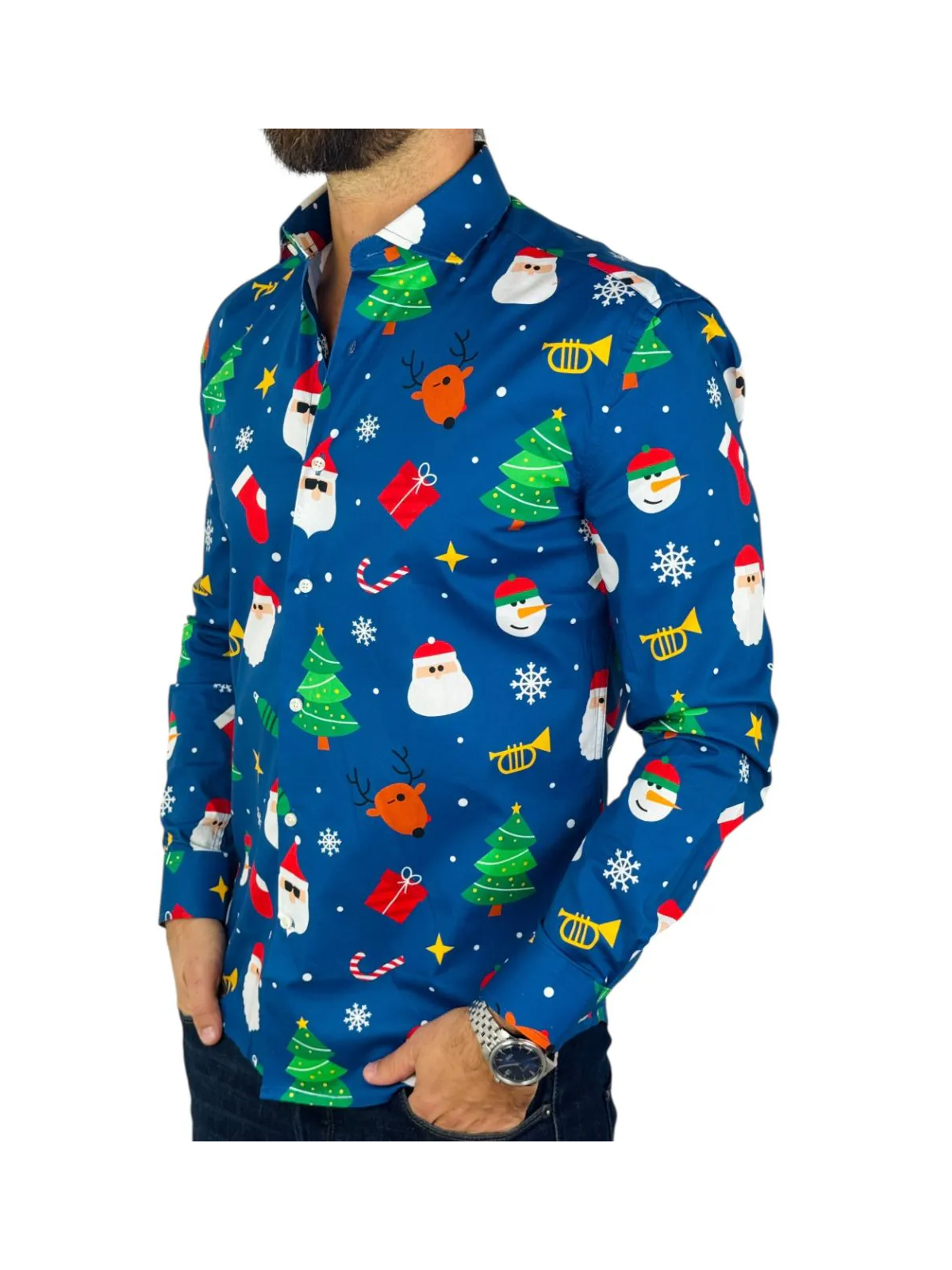 OPPOSUITS KOSZULA KOLOROWA  ŚWIĘTA TATA SYN  FESTIVITY BLUE OSSM-1011-EU