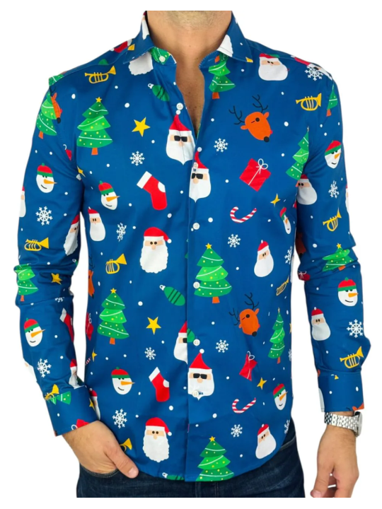 OPPOSUITS KOSZULA KOLOROWA  ŚWIĘTA TATA SYN  FESTIVITY BLUE OSSM-1011-EU