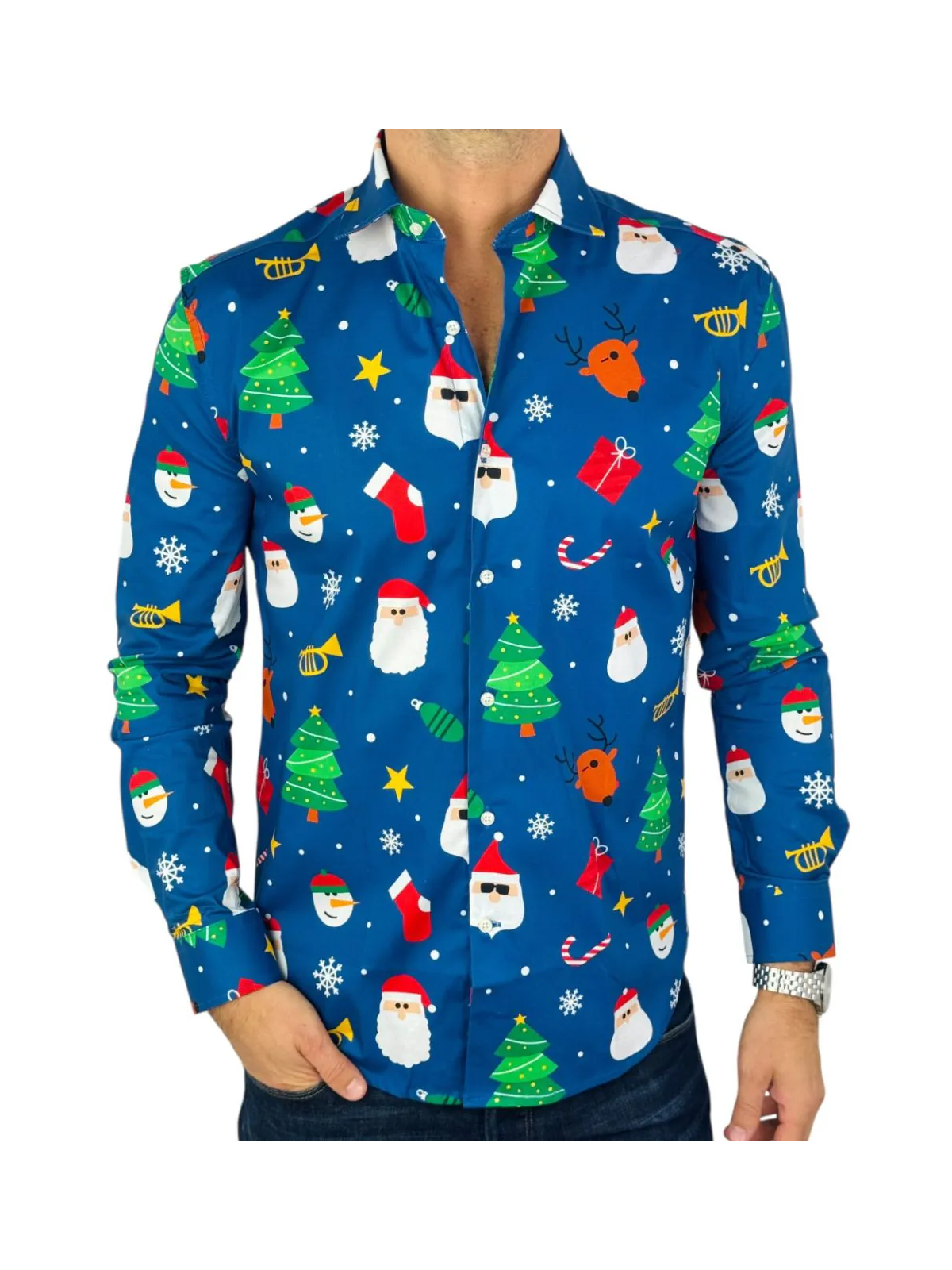 OPPOSUITS KOSZULA KOLOROWA  ŚWIĘTA TATA SYN  FESTIVITY BLUE OSSM-1011-EU