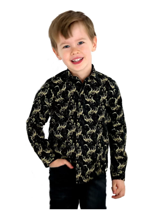 GIOVANNI PERA KOSZULA TATA SYN GLAMOUR CZARNA ZŁOTA GPGLAMOUR