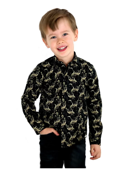 GIOVANNI PERA KOSZULA TATA SYN GLAMOUR CZARNA ZŁOTA GPGLAMOUR