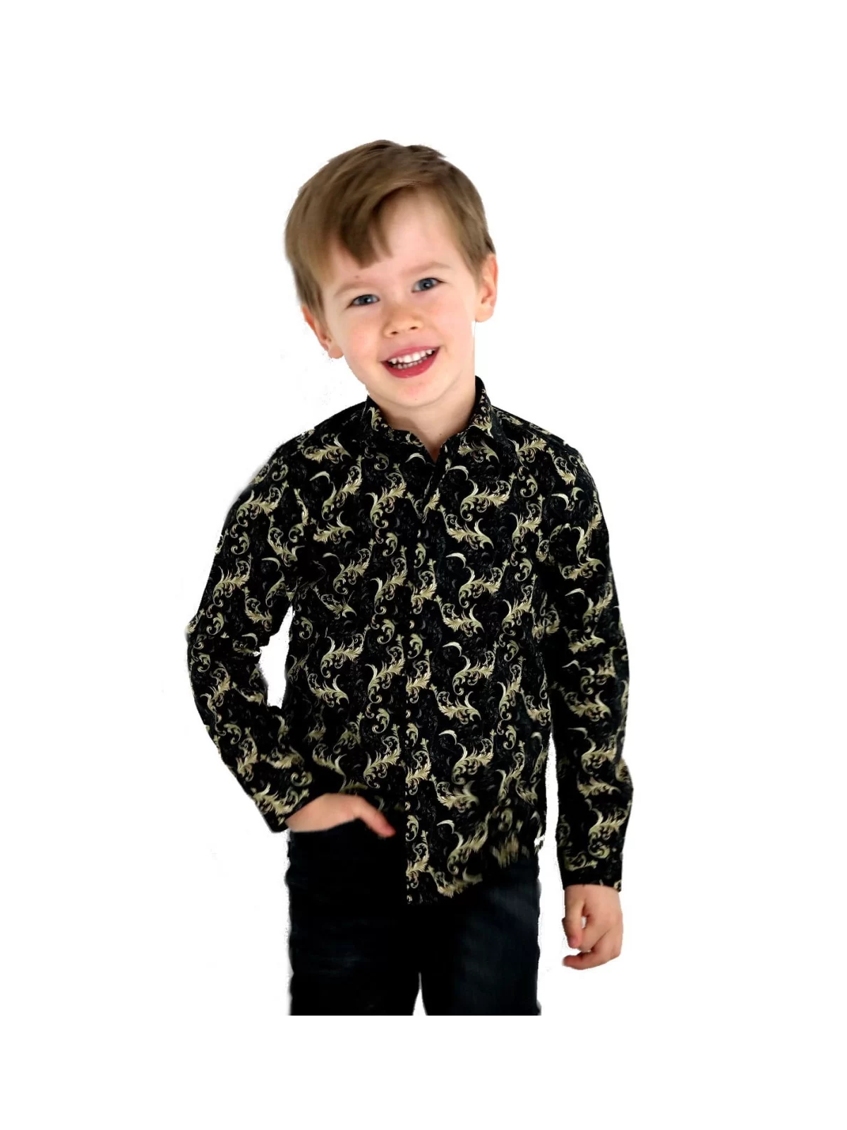 GIOVANNI PERA KOSZULA TATA SYN GLAMOUR CZARNA ZŁOTA GPGLAMOUR