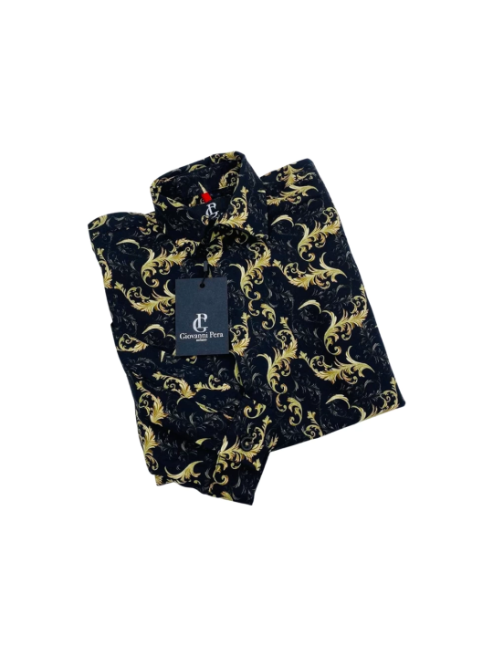 GIOVANNI PERA KOSZULA TATA SYN GLAMOUR CZARNA ZŁOTA GPGLAMOUR