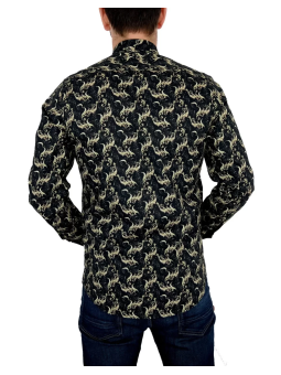 GIOVANNI PERA KOSZULA TATA SYN  GLAMOUR CZARNA ZŁOTA GP6