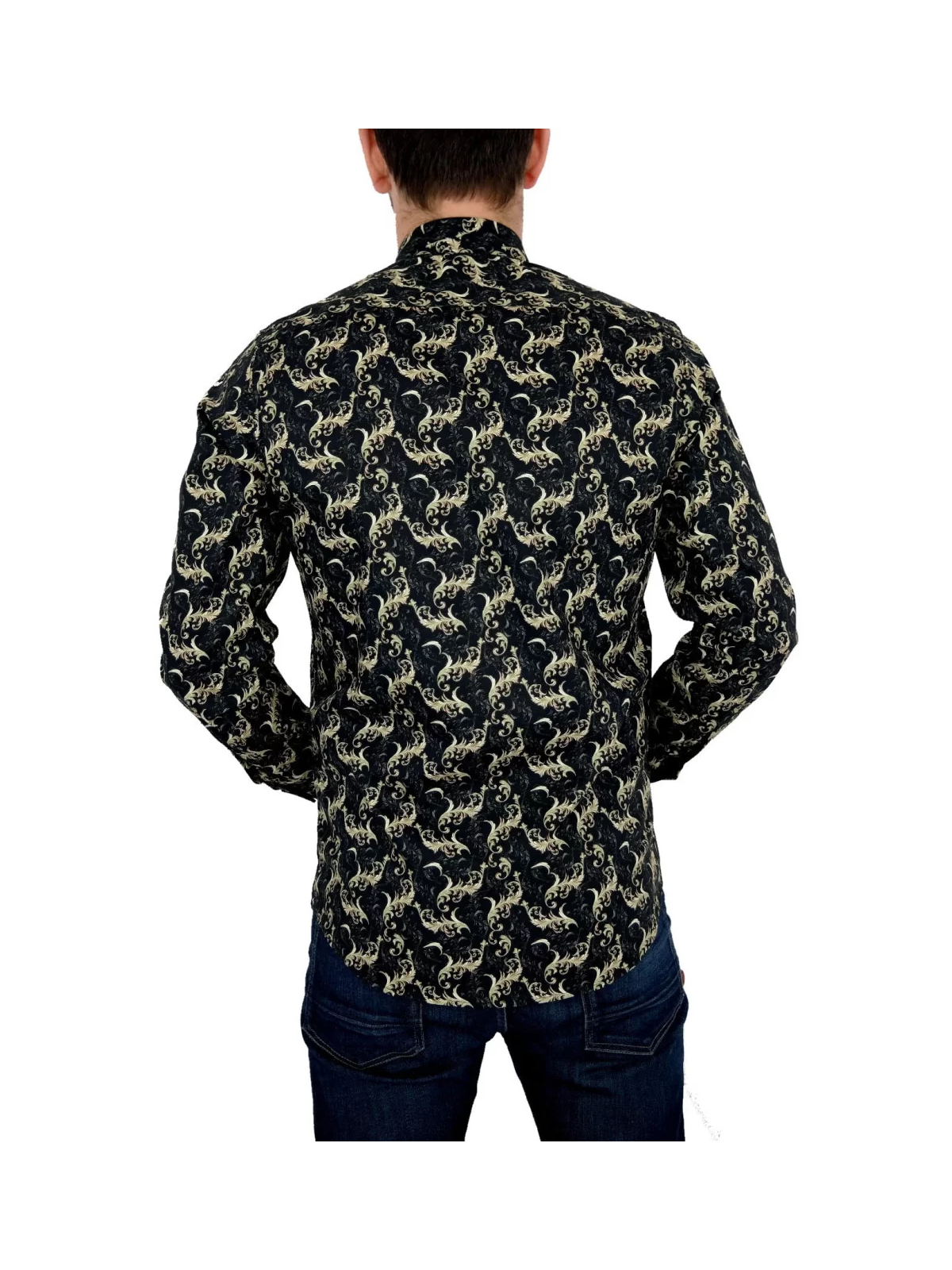 GIOVANNI PERA KOSZULA TATA SYN  GLAMOUR CZARNA ZŁOTA GP6