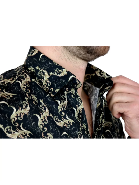 GIOVANNI PERA KOSZULA TATA SYN  GLAMOUR CZARNA ZŁOTA GP6