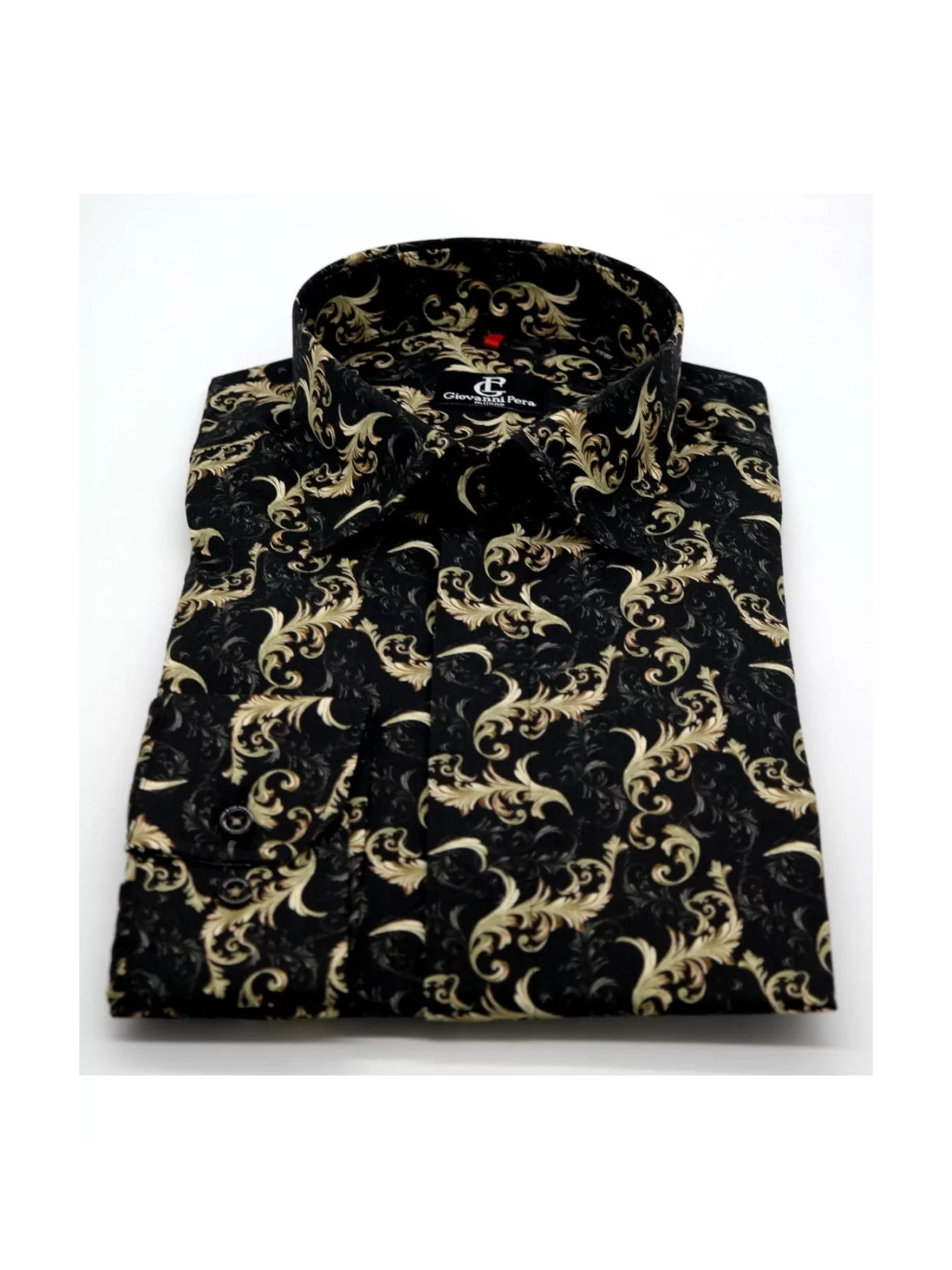 GIOVANNI PERA KOSZULA TATA SYN  GLAMOUR CZARNA ZŁOTA GP6