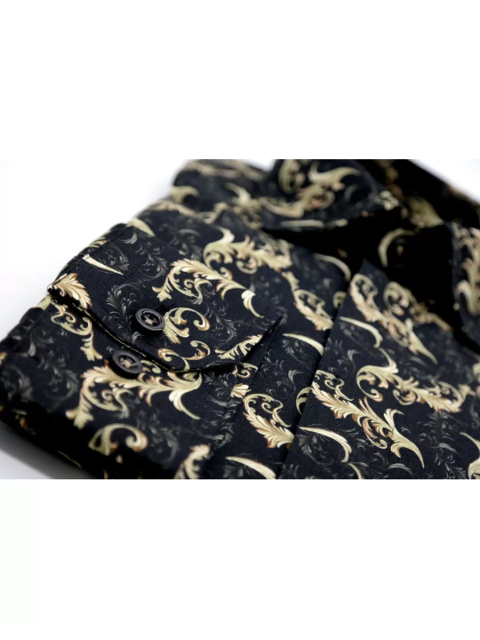 GIOVANNI PERA KOSZULA TATA SYN  GLAMOUR CZARNA ZŁOTA GP6