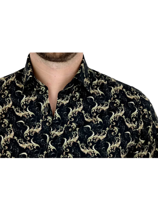 GIOVANNI PERA KOSZULA TATA SYN  GLAMOUR CZARNA ZŁOTA GP6