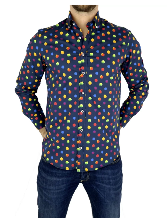 GIOVANNI PERA KOSZULA KOLOROWA  TATA SYN  KROPKI GP8