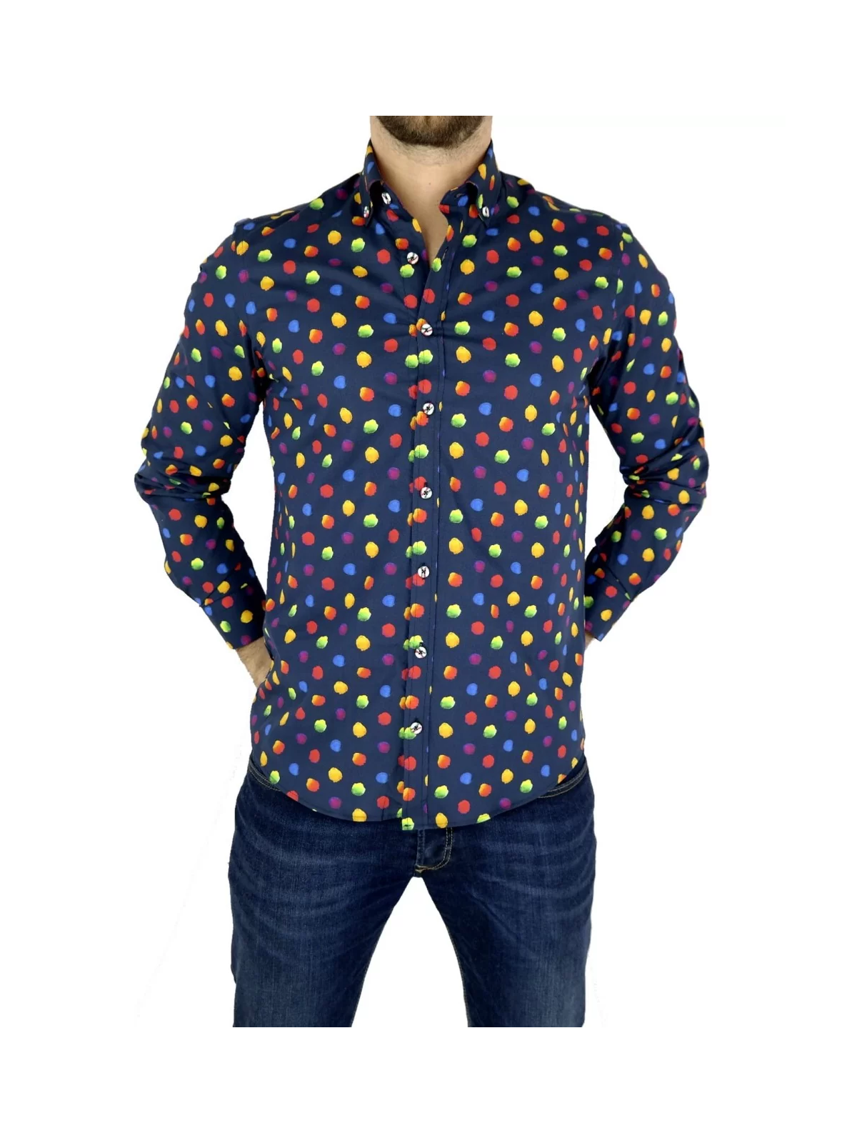 GIOVANNI PERA KOSZULA KOLOROWA  TATA SYN  KROPKI GP8