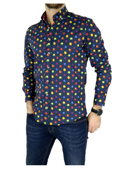 GIOVANNI PERA KOSZULA KOLOROWA  TATA SYN  KROPKI GP8