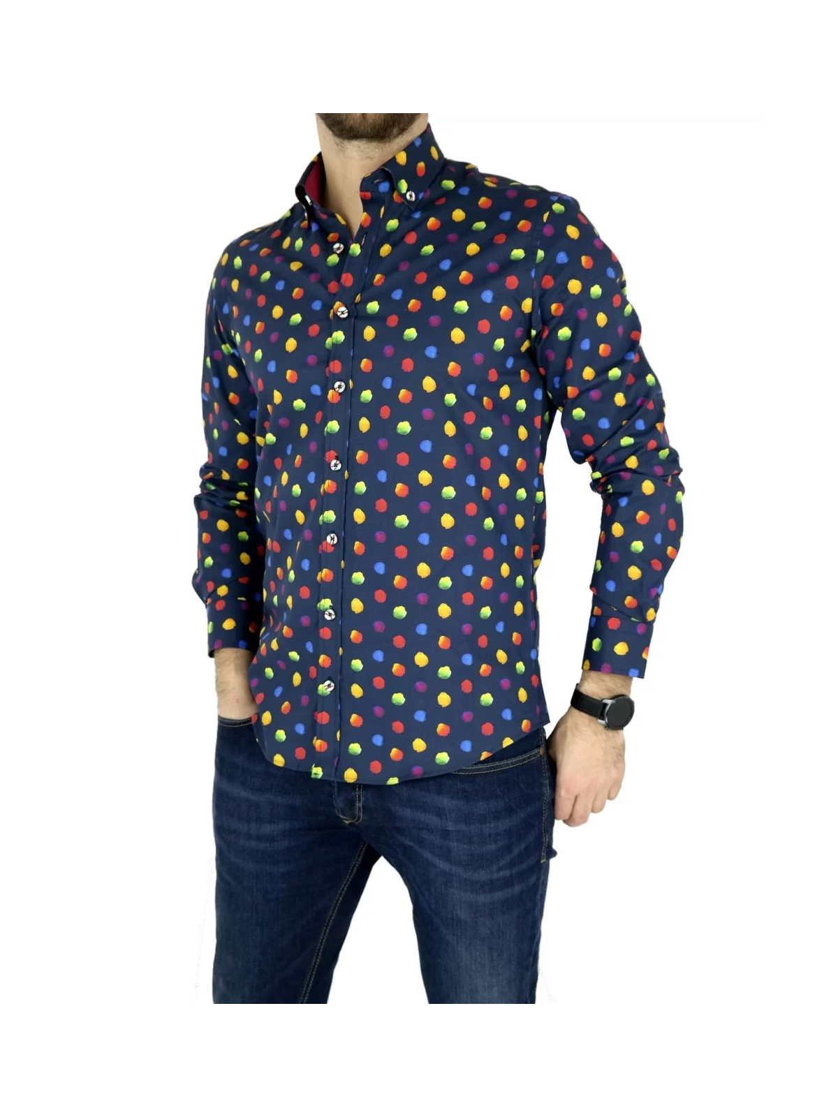 GIOVANNI PERA KOSZULA KOLOROWA  TATA SYN  KROPKI GP8