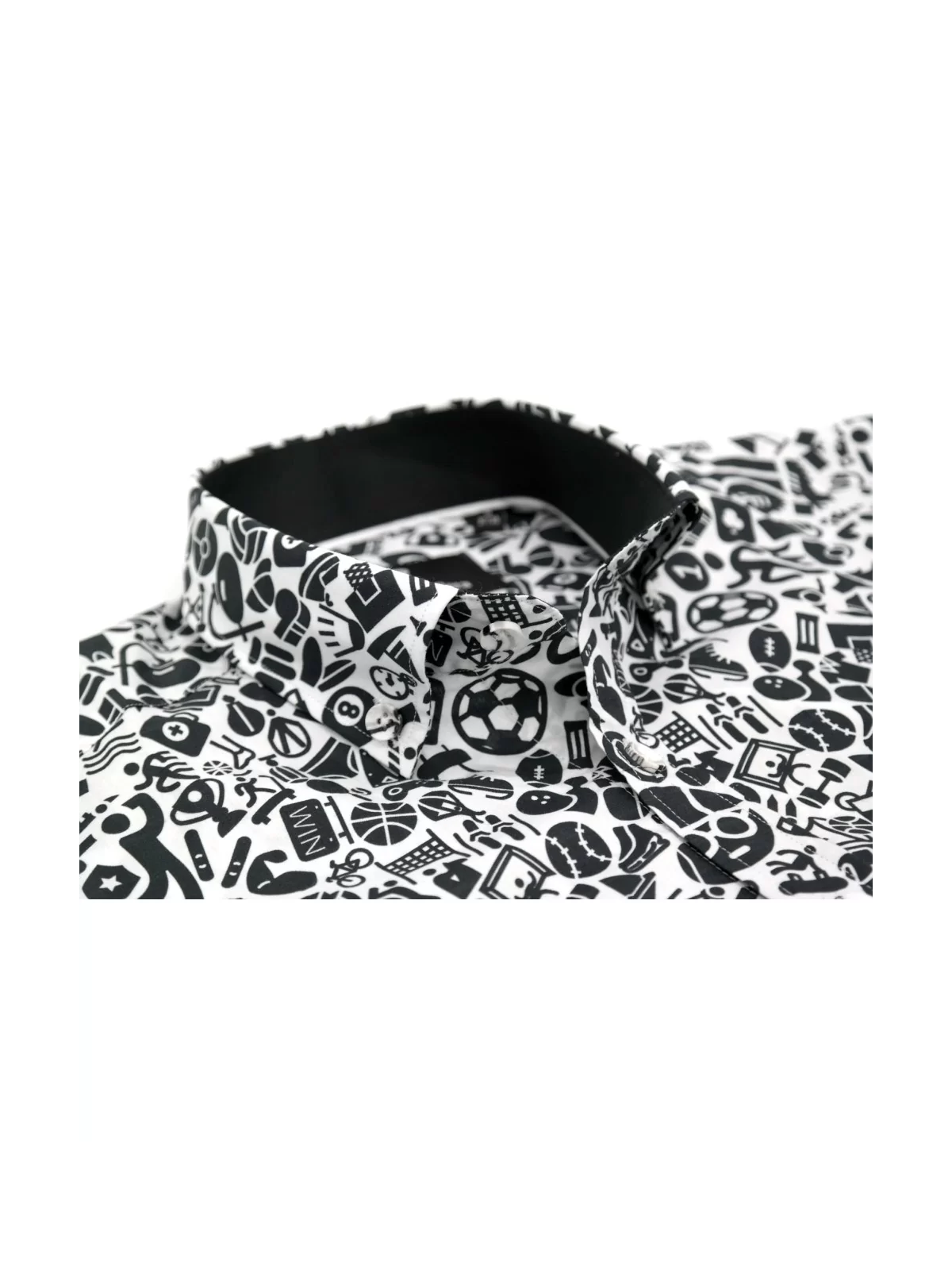 GIOVANNI PERA KOSZULA CZARNO BIAŁA MOTYWY SPORTOWE GP9