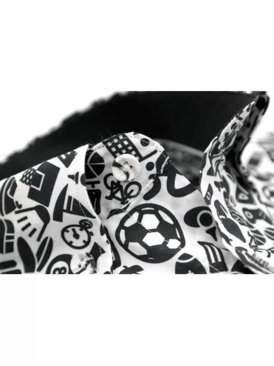 GIOVANNI PERA KOSZULA CZARNO BIAŁA MOTYWY SPORTOWE GP9